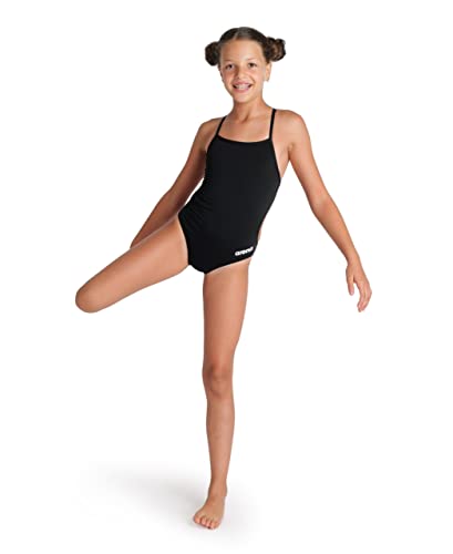 arena Solid Challenge Team Junior Girl's One-piece Swimsuit, Fast-drying sports Swimwear, MaxLife fabric with maximum chlorine resistance and UPF 50+ UV protection
