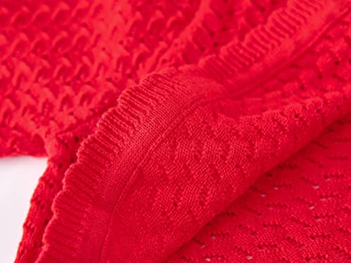 imKutie Baby Girl Bolero Cardigan Shrug, Girls' Long Sleeve Button Knitted Cardigan for 1-6 Years Red
