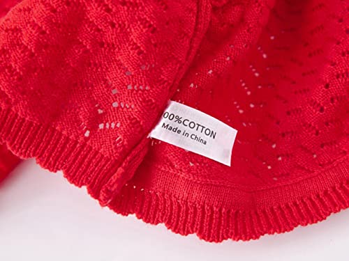 imKutie Baby Girl Bolero Cardigan Shrug, Girls' Long Sleeve Button Knitted Cardigan for 1-6 Years Red