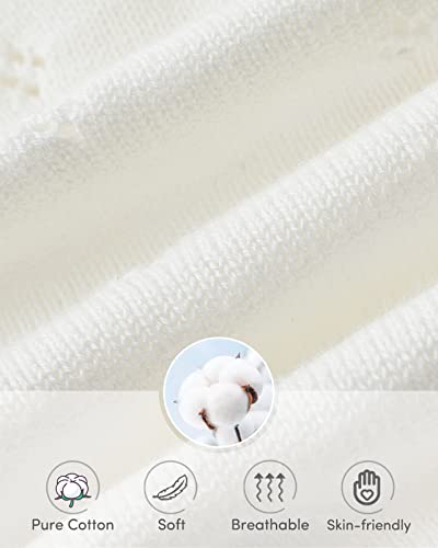 Adorel Girls Bolero Knitted Cardigan Pure Cotton Shrug Long Sleeve Crew Neck Cream White 8-10 Years (Manufacturer Size 140)