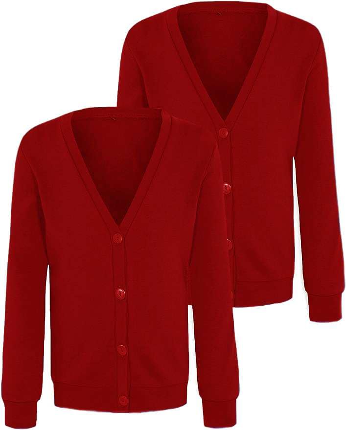 Integriti Schoolwear 2PK Kids Girls School Uniform Sweatshirt Cardigan 3-13Y Royal Navy Red Green