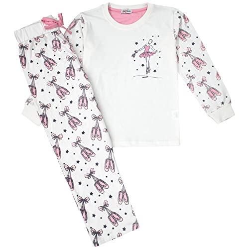 A2Z 4 Kids Girls Ballerina Print Children PJs 2 Piece Cotton Set Lounge Suit- PJS 168 Dance Baby Pink._2-3