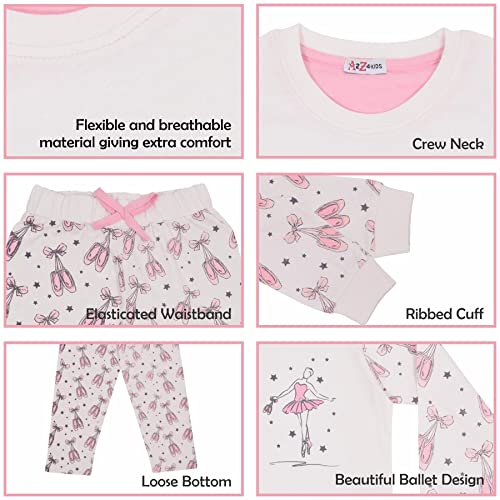 A2Z 4 Kids Girls Ballerina Print Children PJs 2 Piece Cotton Set Lounge Suit- PJS 168 Dance Baby Pink._2-3
