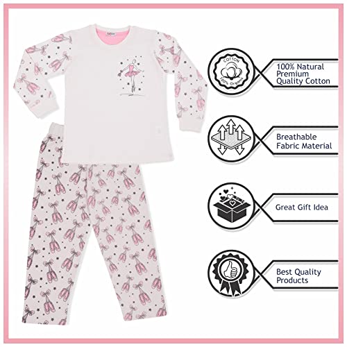 A2Z 4 Kids Girls Ballerina Print Children PJs 2 Piece Cotton Set Lounge Suit- PJS 168 Dance Baby Pink._2-3