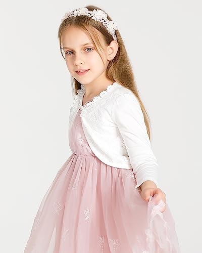 Adorel Little Girls Lace Bolero Cardigan Shrug 3/4 Sleeve Beige 9-10 Years (Manufacturer Size: 160)