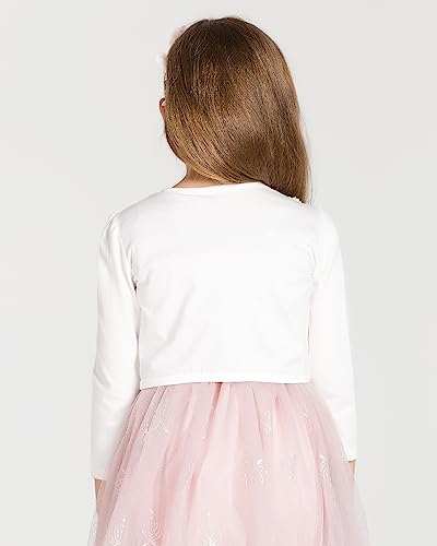 Adorel Little Girls Lace Bolero Cardigan Shrug 3/4 Sleeve Beige 9-10 Years (Manufacturer Size: 160)