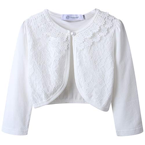 Adorel Little Girls Lace Bolero Cardigan Shrug 3/4 Sleeve Beige 9-10 Years (Manufacturer Size: 160)