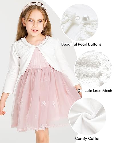 Adorel Little Girls Lace Bolero Cardigan Shrug 3/4 Sleeve Beige 9-10 Years (Manufacturer Size: 160)