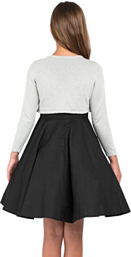 Bolerose Girls Long Sleeve Sparkle Cardigan Childrens Kids Bolero Shrug (Silver, 9-10 Years)