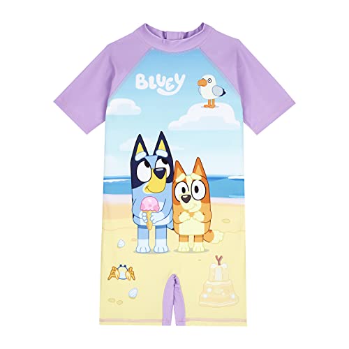 BLUEY Kids Surfsuit Swimsuit, Ages 3 to 8 Years Old (as8, Age, 3_Years, 4_Years, Regular, Lilac)
