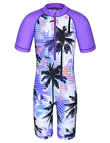 HUAANIUE Long Swimsuit Girls Swimming 1pcs Swimwear UPF 50+ UV Sunsuit with Zipper 4-12Y Summer Swimming Sportswear