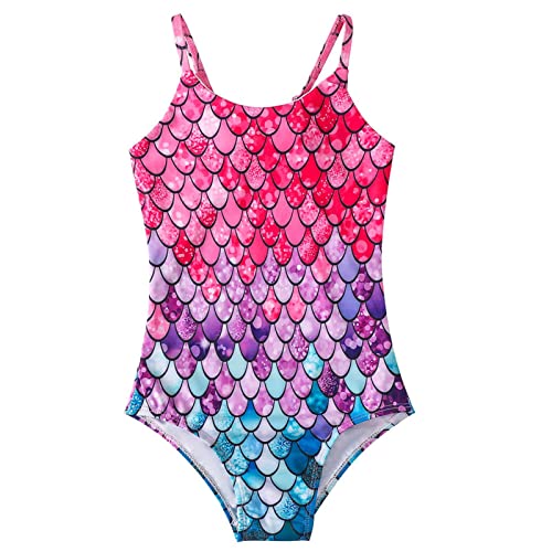 Xumplo Girls Swimming Costume One Piece Swimsuit Kids Bathing Suit Mermaid Swimwear Age 6-7 Years