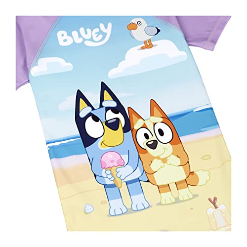 BLUEY Kids Surfsuit Swimsuit, Ages 3 to 8 Years Old (as8, Age, 3_Years, 4_Years, Regular, Lilac)