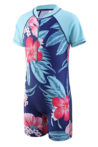 Aisyee Swimming Costume Girls One Piece Bathing Suit Kids Short Sleeve Swimsuit Girls Swimming Suit Age 15-16 Years