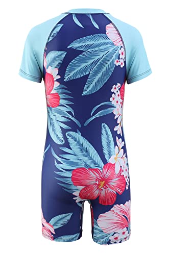 Aisyee Swimming Costume Girls One Piece Bathing Suit Kids Short Sleeve Swimsuit Girls Swimming Suit Age 15-16 Years