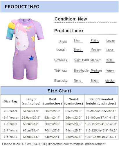 Moneric Girls UV Protection Swimsuit Short Sleeve Swimwear Beach Rash Guard Swimming Costume Sun Protection Bathing Suit with Cap Purple XXXL (7-8 Years)