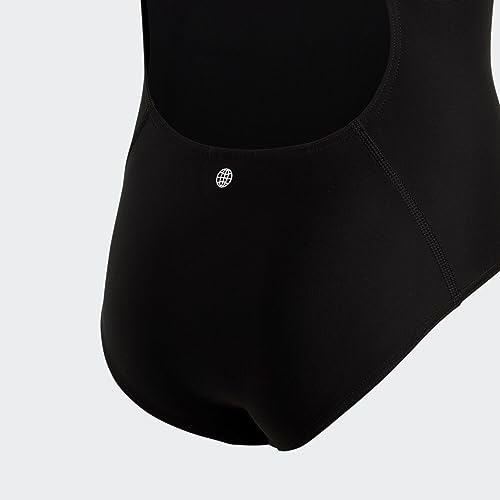 adidas Girl's Solid Small Logo Swimsuit, Black/White, 9-10 Years