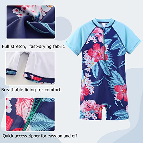 Aisyee Swimming Costume Girls One Piece Bathing Suit Kids Short Sleeve Swimsuit Girls Swimming Suit Age 15-16 Years