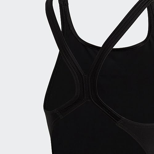 adidas Girl's Solid Small Logo Swimsuit, Black/White, 9-10 Years