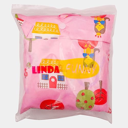 Baogaier Raincoat for Kids Girls Hooded Rains Puddle Suit Poncho Rainwear Jumpsuit Pink Floral One Piece Lightweight Portable Waterproof Rainsuit Jacket PVC Transparent Hat Brim Zipper Age 5-7 Years