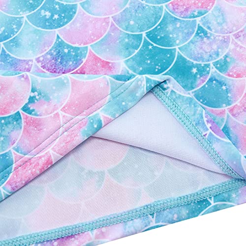 TUONROAD Baby Girl Mermaid 2 Piece Swimsuit Long Sleeve UPF 50+ Protection Swimming Set Swimwear for Kids 3-4 Years Blue