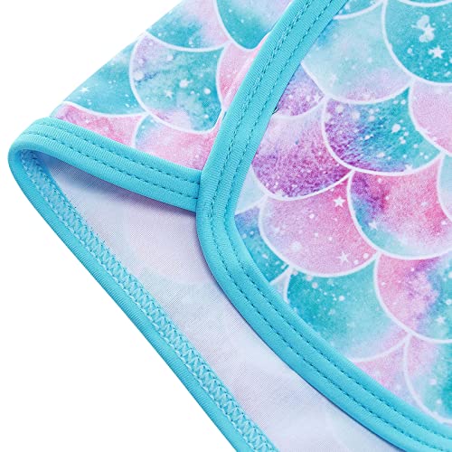 TUONROAD Baby Girl Mermaid 2 Piece Swimsuit Long Sleeve UPF 50+ Protection Swimming Set Swimwear for Kids 3-4 Years Blue