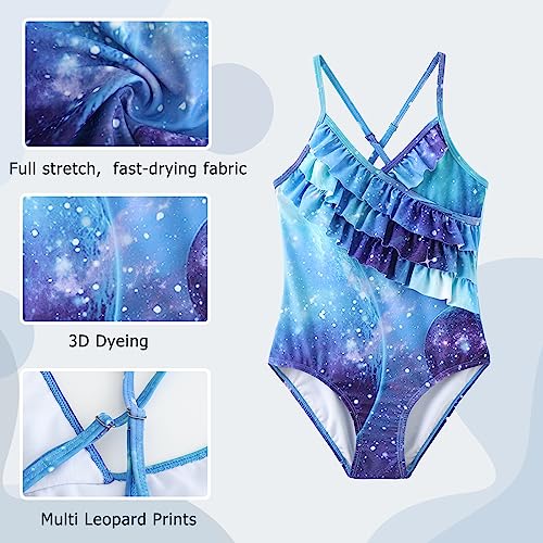 Girls Swimming Costume Kids Swimsuit Girls Bathing Suit One Piece Ruffle Girls Swimming Suit Age 9-10 Years