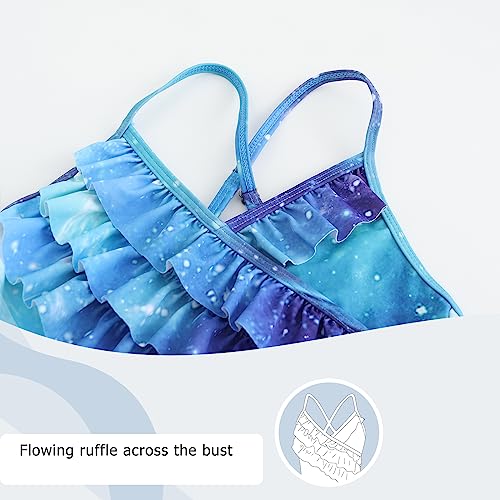 Girls Swimming Costume Kids Swimsuit Girls Bathing Suit One Piece Ruffle Girls Swimming Suit Age 9-10 Years