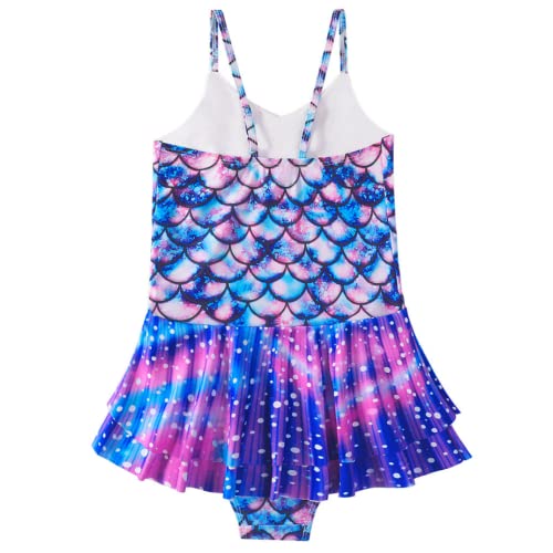 Girls Swimming Costume Girls One Piece Swimwear Off Shoulder Toddler Girl Swimsuits Beach Bathing Suit for Kids 5-12 Years (Mermaid Skirt, 7-8 Years)