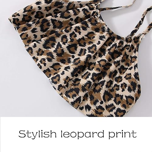 Girls Swimming Costume Girls Swimsuit Toddler Two Piece Bathing Suit Kids Sleeveless Swimwear Leopard Bikini Tankini Beach Rash Guard Swimsuits 12-14 Years