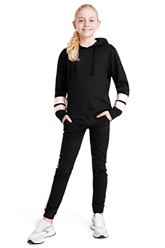 Girls Tracksuit 2 Piece Hoodie Jogging Bottoms Activewear Set for Kids Teenagers Cotton Lounge Wear Holographic Soft Breathable Kids Tracksuit (Holographic, 11-12 Years)