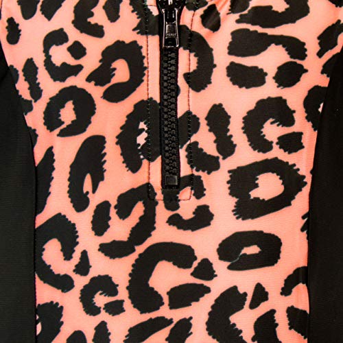 Harry Bear Girls Leopard Print Swimming Costume with Zip One Piece Animal Swimsuit for Girls Multicoloured 8-9 Years