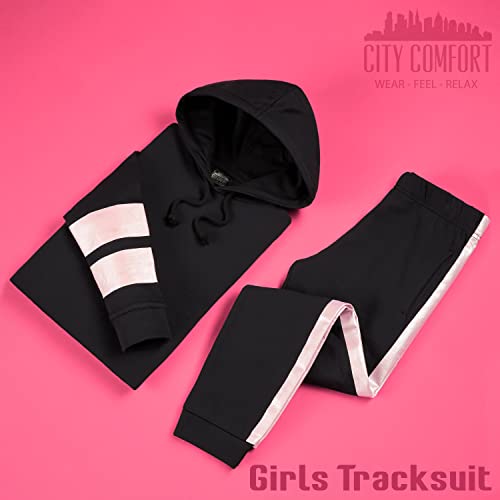 Girls Tracksuit 2 Piece Hoodie Jogging Bottoms Activewear Set for Kids Teenagers Cotton Lounge Wear Holographic Soft Breathable Kids Tracksuit (Holographic, 11-12 Years)