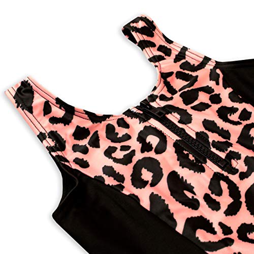 Harry Bear Girls Leopard Print Swimming Costume with Zip One Piece Animal Swimsuit for Girls Multicoloured 8-9 Years