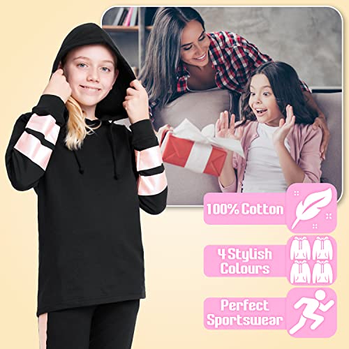 Girls Tracksuit 2 Piece Hoodie Jogging Bottoms Activewear Set for Kids Teenagers Cotton Lounge Wear Holographic Soft Breathable Kids Tracksuit (Holographic, 11-12 Years)