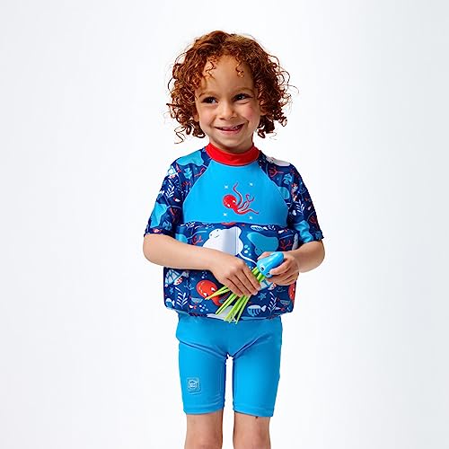 Splash About Unisex Kid's Sleeved Floatsuit One Piece Swimsuit, Sea Life, 2-4 Years