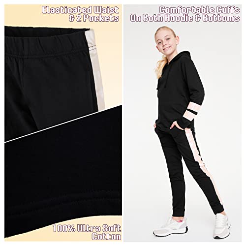 Girls Tracksuit 2 Piece Hoodie Jogging Bottoms Activewear Set for Kids Teenagers Cotton Lounge Wear Holographic Soft Breathable Kids Tracksuit (Holographic, 11-12 Years)