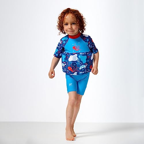 Splash About Unisex Kid's Sleeved Floatsuit One Piece Swimsuit, Sea Life, 2-4 Years