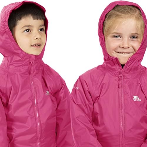 Trespass Kids' Waterproof Drip Drop Outdoor Rain Suit, Pink (Gerbera), 5/6 year