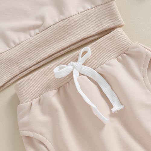 XIXIMAON Baby Boys Girls 2pcs Tracksuit Set Heart Letter Print Long Sleeve Sweatshirt Drawstring Pants Set Toddler Valentines Outfits (Apricot, 2-3 Years)