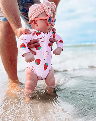 MoccyBabeLee Baby Girl Swimsuit Swimming Suit Long Sleeve One Piece Swimwear Zip Rash Guard Wetsuit Swimming Bathing Beachwear