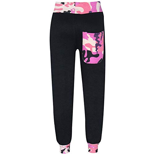A2Z 4 Kids Girls Boys Tracksuit Contrast Fleece Top Bottom - T.S Plain 101 Camo Baby Pink 9-10
