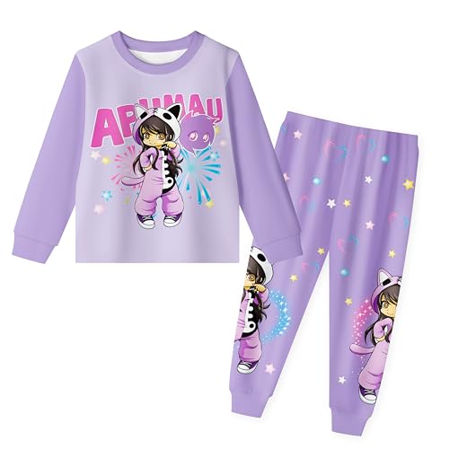 Aepotumn Aphmau Merch Girls Pyjamas Long Pjs 2 Piece Long Sleeve Top Pants Sleepwear Loungewear Suit for Girls