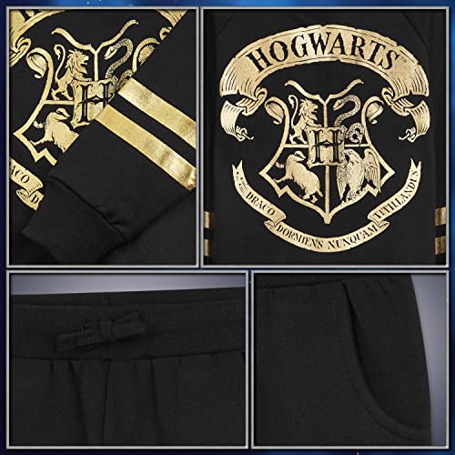 Harry Potter Girls Tracksuit, Hoodie and Girls Tracksuit Bottoms (9-10 Years, Black/Gold)