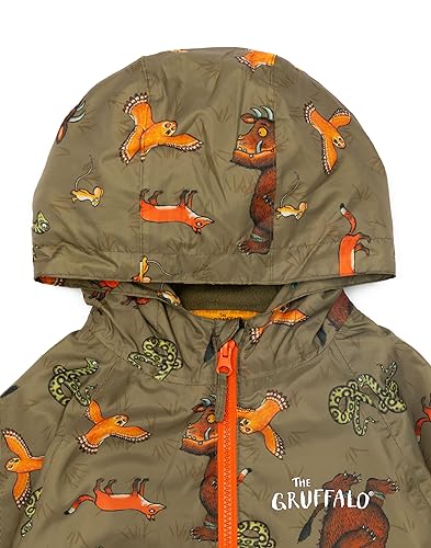 The Gruffalo Puddle Suit Kids Toddlers | Girls Boys Owl Snake Fox Mouse Characters All In One Waterproof Rain Coat | Brown Long Sleeve Play Walking Jacket