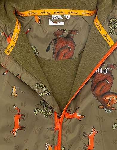 The Gruffalo Puddle Suit Kids Toddlers | Girls Boys Owl Snake Fox Mouse Characters All In One Waterproof Rain Coat | Brown Long Sleeve Play Walking Jacket