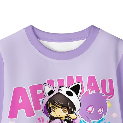Aepotumn Aphmau Merch Girls Pyjamas Long Pjs 2 Piece Long Sleeve Top Pants Sleepwear Loungewear Suit for Girls