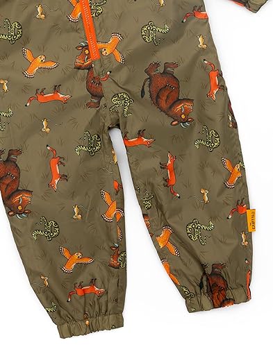 The Gruffalo Puddle Suit Kids Toddlers | Girls Boys Owl Snake Fox Mouse Characters All In One Waterproof Rain Coat | Brown Long Sleeve Play Walking Jacket