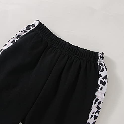 Xumplo Toddler Girl Clothes Pink Leopard Hoodie Tops and Black Pants Outfit Clothing Set 3-4 Years