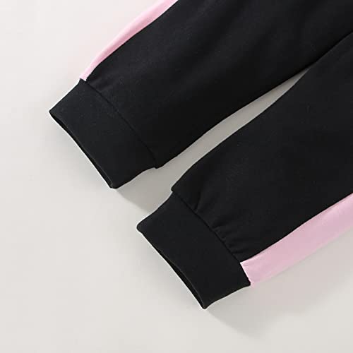 Xumplo Toddler Girl Clothes Pink Leopard Hoodie Tops and Black Pants Outfit Clothing Set 3-4 Years